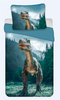 Påslakanset - 140x200 cm - Raptor- Dinosaurer 2-i-1 - 100% bomull 